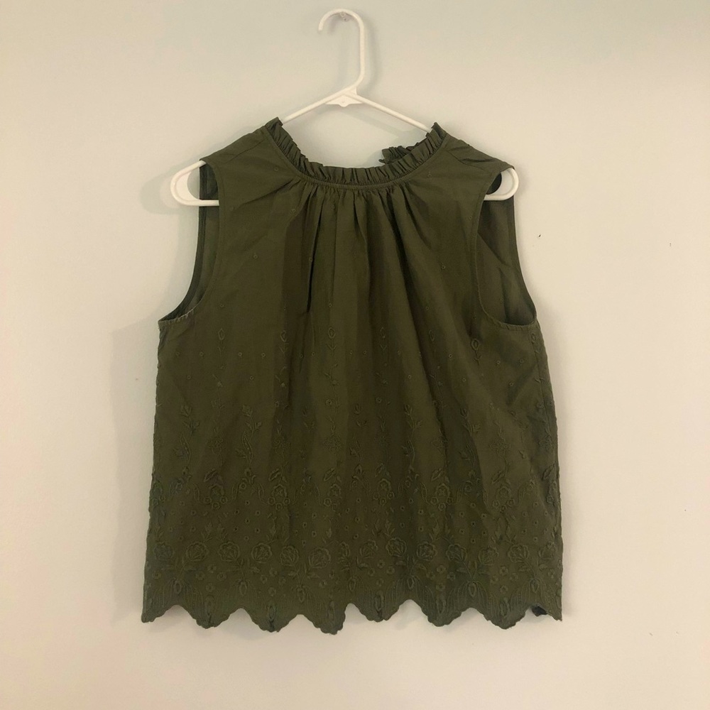 LOFT High Neck Top with Floral Stitching
